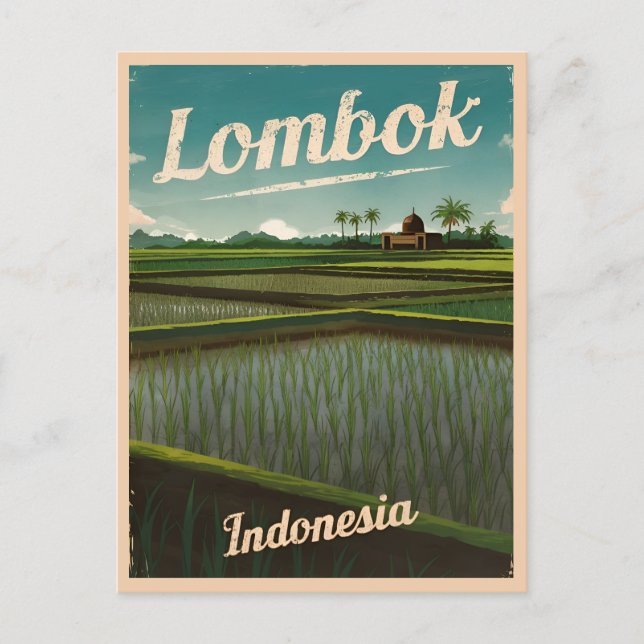 Vintage Travel Lombok Indonesia Retro Scenic Postcard (Front)