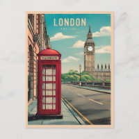 Vintage Travel London Big Ben England Retro Scenic