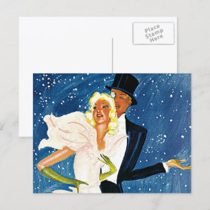 Vintage Travel, Love Romance Winter in Monte Carlo Postcard