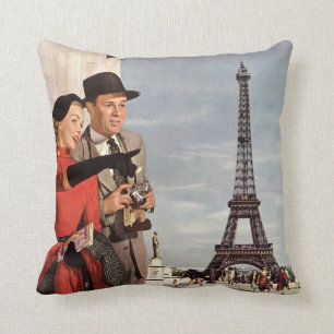 Vintage Travel - Lovers in Paris Cushion