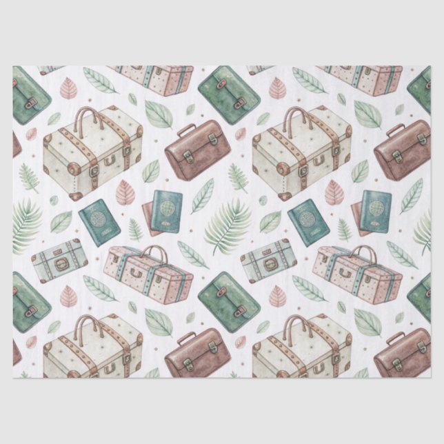 Vintage Travel Luggage Pattern (1) Tissue Paper (Front)