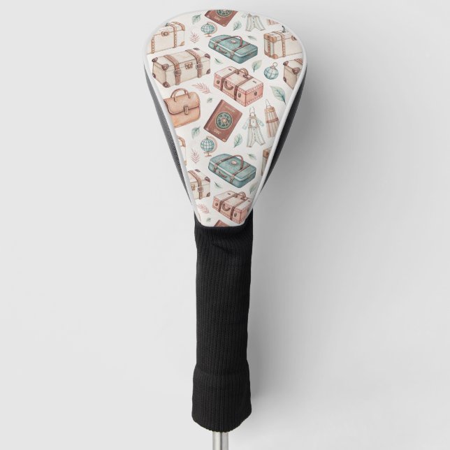 Vintage Travel Luggage Pattern (2) Golf Head Cover (Front)