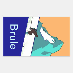 Vintage Travel Luggage Stickers Brule Mtns Skiing