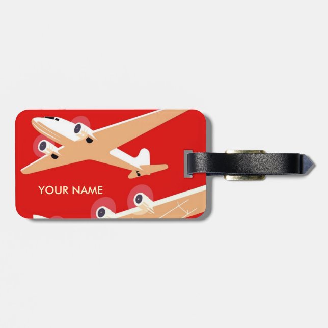 Vintage Travel Luggage Tag Red (Back Horizontal)