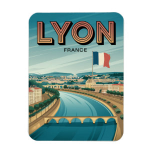 Vintage travel LYON city french Rhône Alpes gifts Magnet