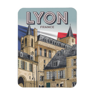 Vintage travel LYON city french Rhône Alpes gifts Magnet