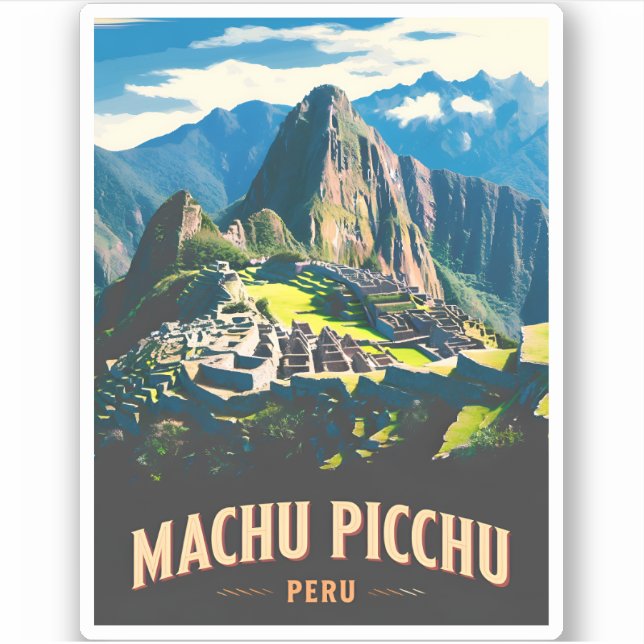 Vintage Travel Machu Picchu Peru Retro Landscape (Front)