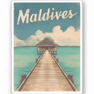 Vintage Travel Maldives Island Retro Scenic