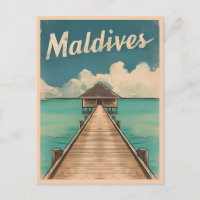 Vintage Travel Maldives Island Retro Scenic