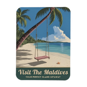 Vintage Travel Maldives Island Seaside Scenic Magnet