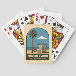 Vintage Travel Malibu Beach California Coast Retro Playing Cards