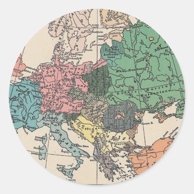 Vintage Travel Map Classic Round Sticker (Front)