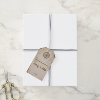 Vintage Travel Map Luggage Style Gift Tag