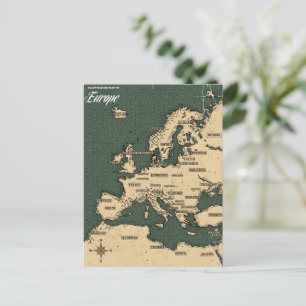 Vintage Travel Map Of Europe Postcard