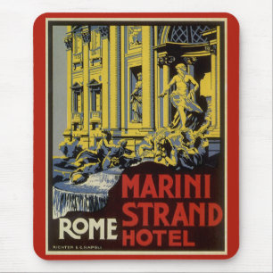 Vintage Travel, Marini Strand Hotel, Rome, Italy Mouse Mat