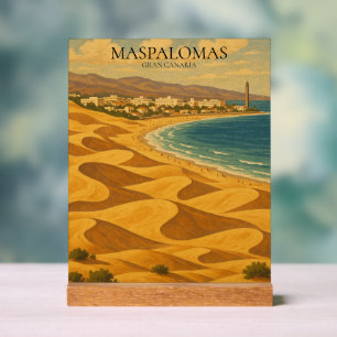 Vintage Travel Maspalomas, Gran Canaria Dunes  Acrylic Sign