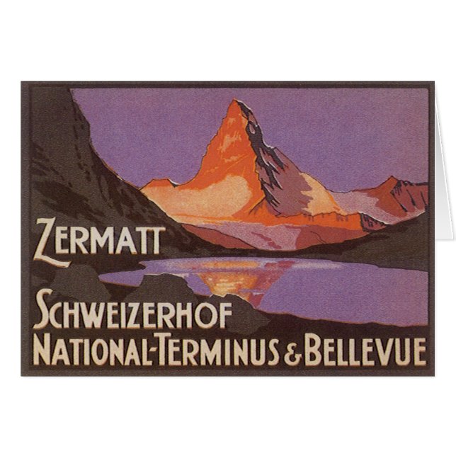 Vintage Travel, Matterhorn Mountain in Switzerland (Front Horizontal)