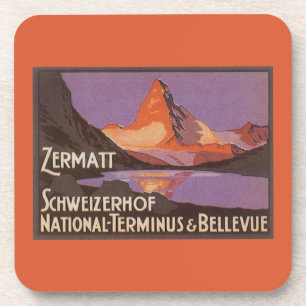 Vintage Travel, Matterhorn Mountain in Switzerland Coaster