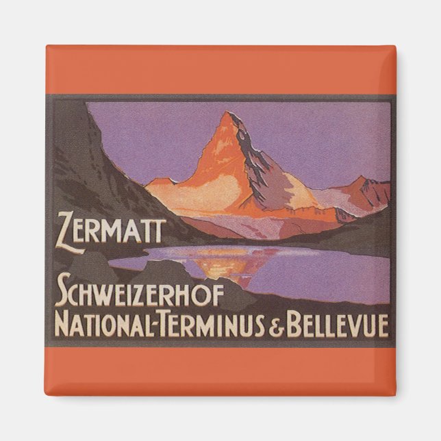 Vintage Travel, Matterhorn Mountain in Switzerland Magnet (Front)