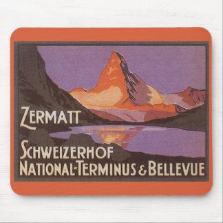 Vintage Travel, Matterhorn Mountain in Switzerland Mouse Mat