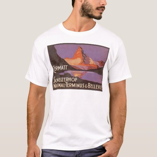 Vintage Travel, Matterhorn Mountain in Switzerland T-Shirt