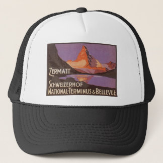 Vintage Travel, Matterhorn Mountain in Switzerland Trucker Hat