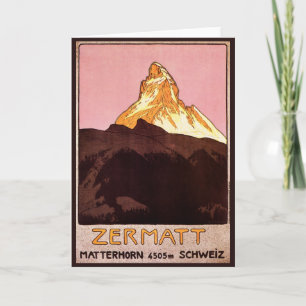 Vintage Travel, Matterhorn Mountain, Switzerland Card