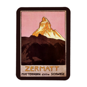 Vintage Travel, Matterhorn Mountain, Switzerland Magnet