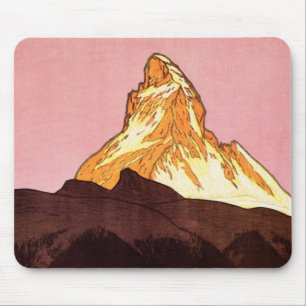 Vintage Travel, Matterhorn Mountain, Switzerland Mouse Mat