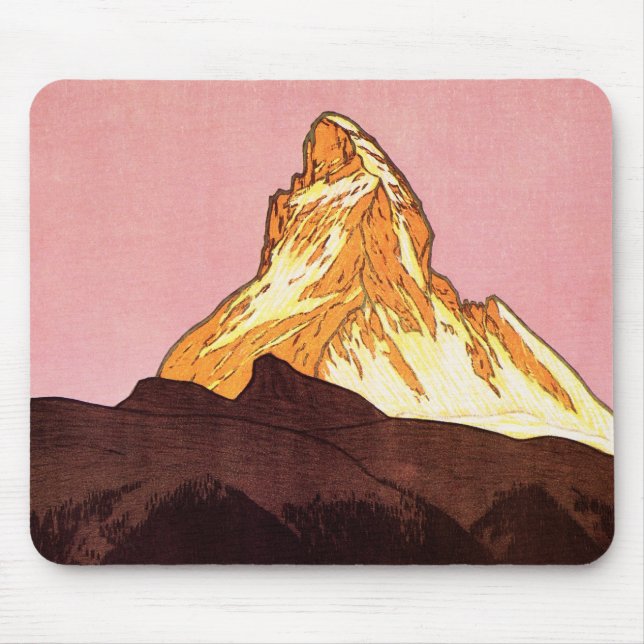 Vintage Travel, Matterhorn Mountain, Switzerland Mouse Mat (Front)