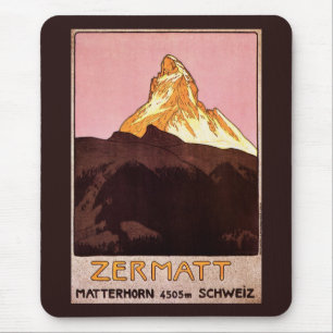 Vintage Travel, Matterhorn Mountain, Switzerland Mouse Mat