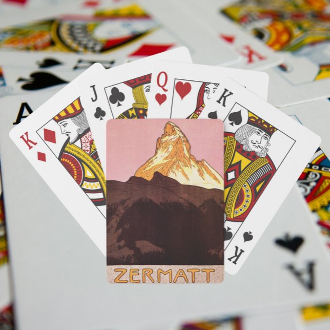 Vintage Travel, Matterhorn Mountain, Switzerland Playing Cards (Creator Uploaded)