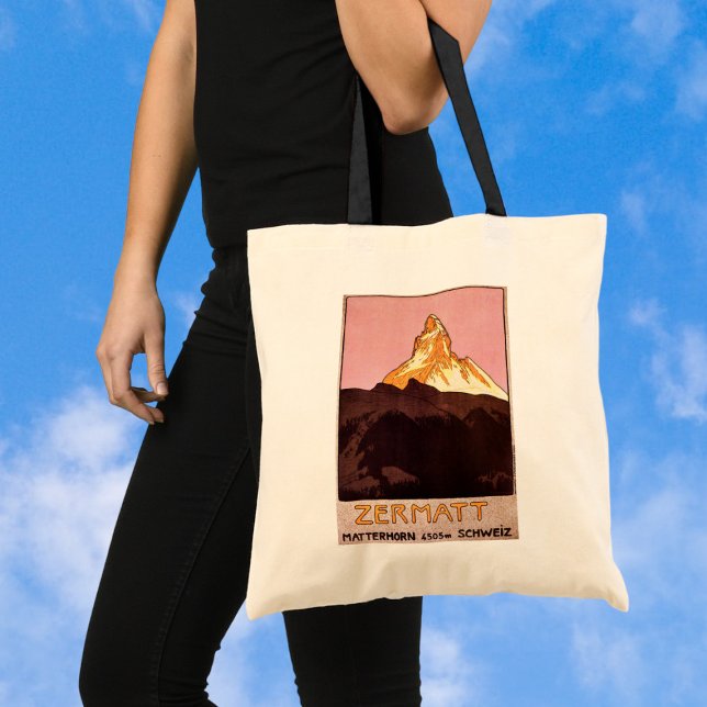 Vintage Travel, Matterhorn Mountain, Switzerland Tote Bag (Creator Uploaded)