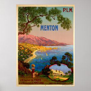 Vintage Travel - Menton - French Riviera Poster