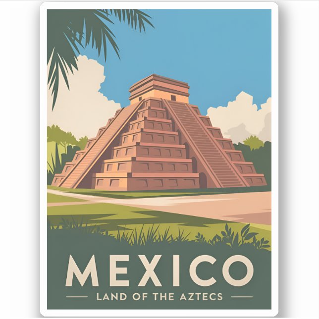 Vintage Travel Mexico Aztec Pyramid Retro Graphic (Front)