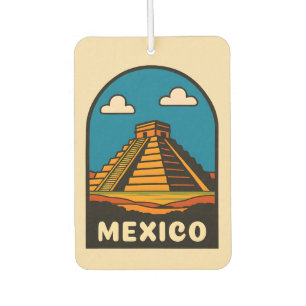 Vintage Travel Mexico Aztec Pyramid Retro Scenic Car Air Freshener
