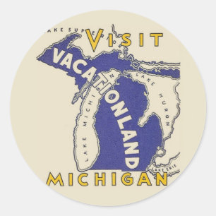 Vintage Travel - Michigan Vacationland Classic Round Sticker