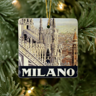 Vintage Travel Milano Italy Gothic Cathedral Duomo Ceramic Ornament