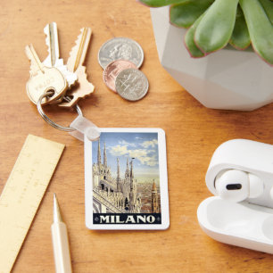 Vintage Travel Milano Italy Gothic Cathedral Duomo Key Ring