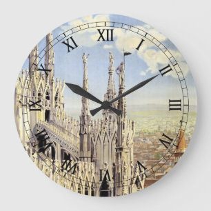 Vintage Travel Milano Italy Gothic Cathedral Duomo Large Clock