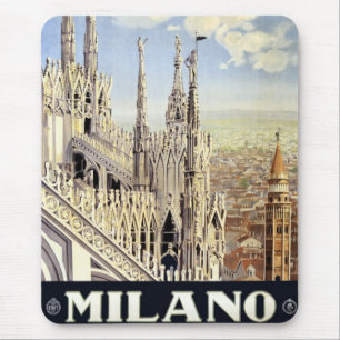 Vintage Travel Milano Italy Gothic Cathedral Duomo Mouse Mat