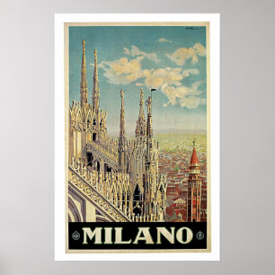 Vintage Travel, Milano Italy Poster