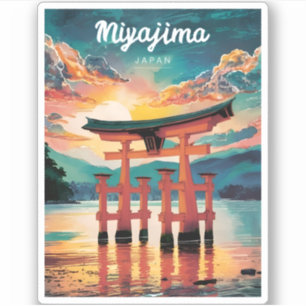 Vintage Travel Miyajima Island Japan Retro Sunset