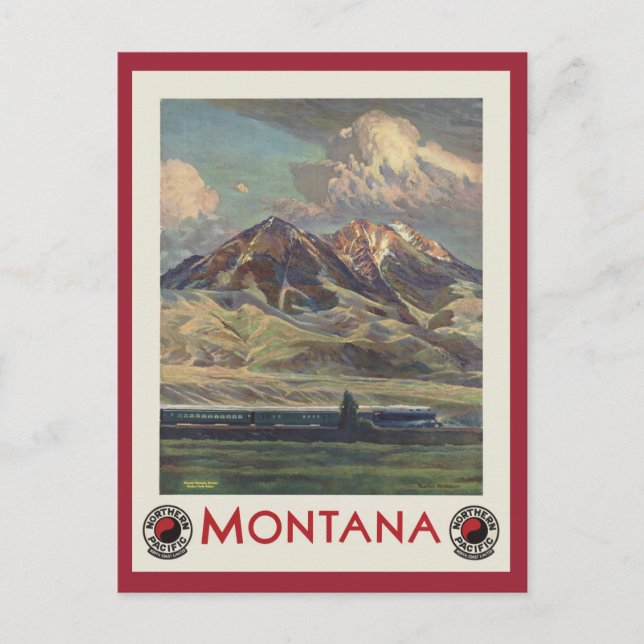 Vintage Travel Montana by Train Postcard (Front)