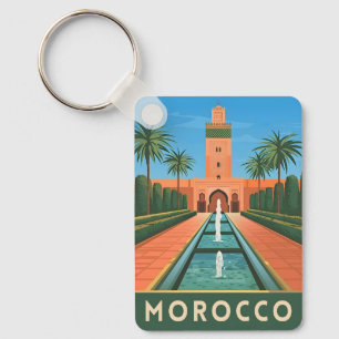 Vintage Travel Morocco North Africa Retro Graphic Key Ring