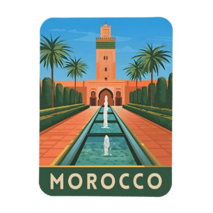 Vintage Travel Morocco North Africa Retro Graphic Magnet