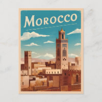 Vintage Travel Morocco North Africa Retro Scenic
