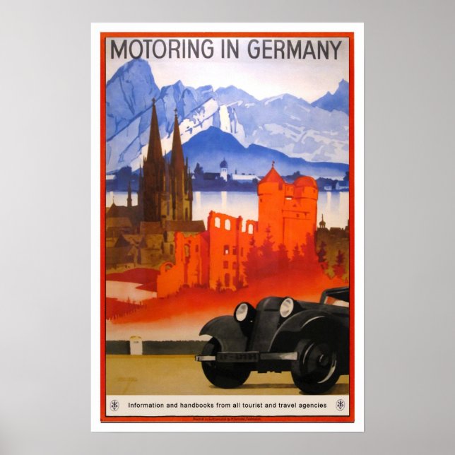 Vintage travel,Motoring in Germany Poster (Front)