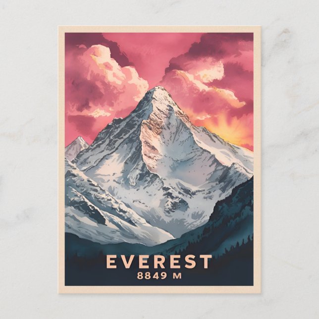 Vintage Travel Mount Everest Himalayas Retro  Postcard (Front)