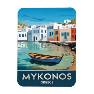 Vintage Travel Mykonos Greece Seaside Landscape Magnet